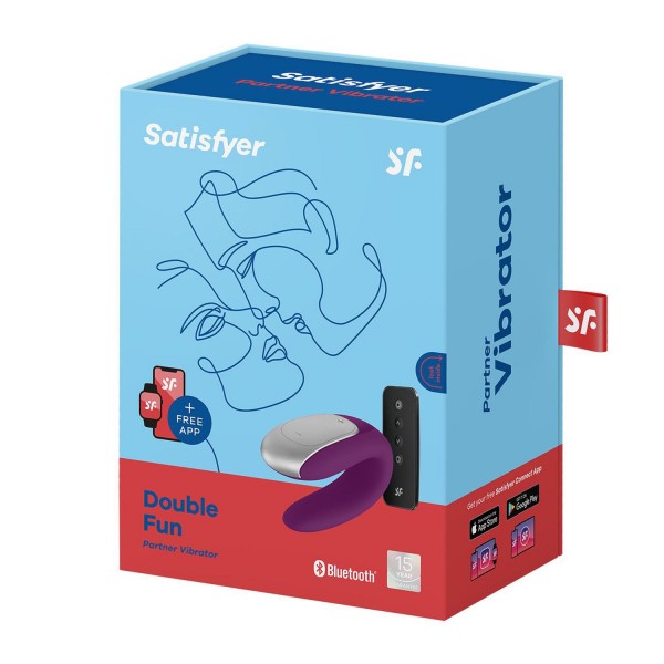 Satisfyer double fun vibrador parejas violeta bluetooth app 1un