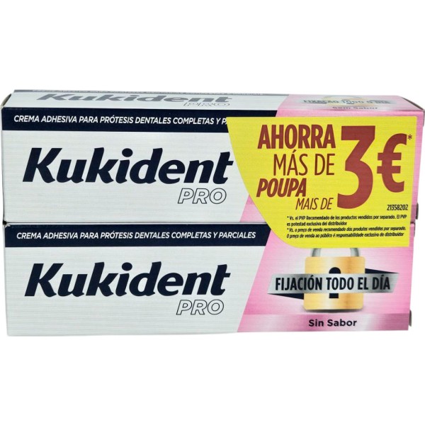 Kukident Fijacion Todo El Dia 2x47g Sin Sabor Promo
